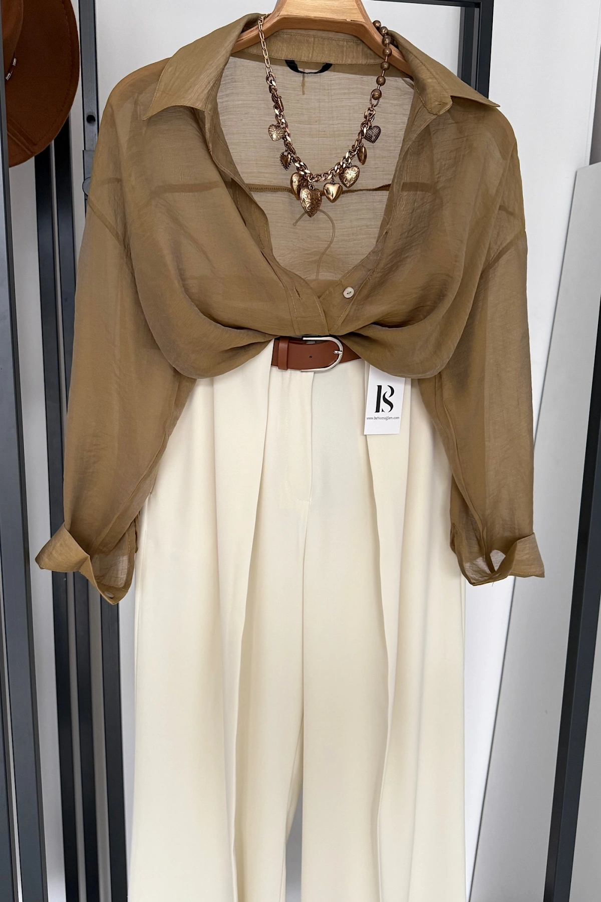 Oversize İpeksi Gömlek Yağ Yeşili