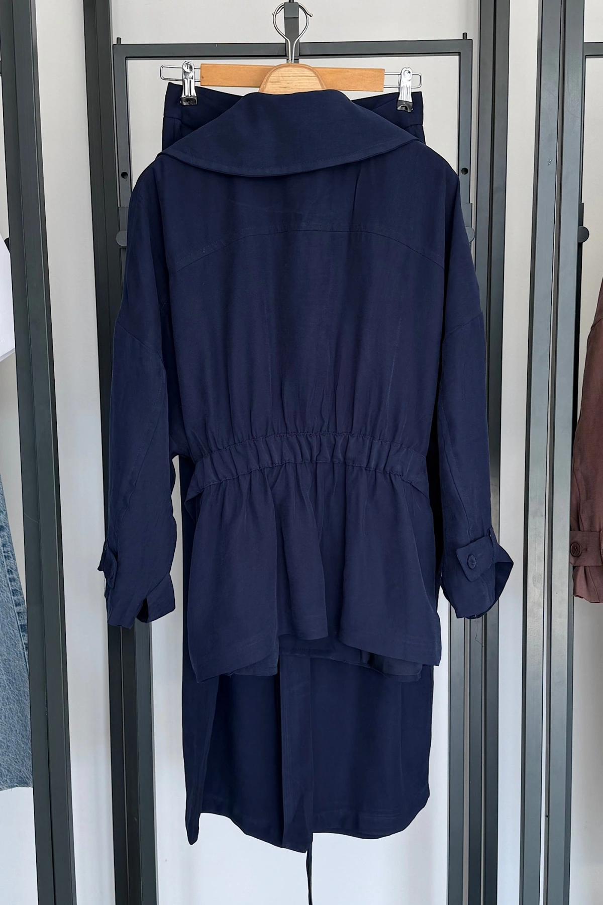 Beli Lastikli Tensel Kimono Takım Lacivert