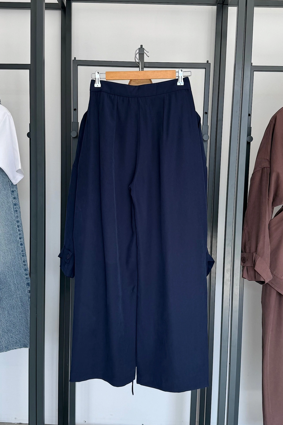 Beli Lastikli Tensel Kimono Takım Lacivert