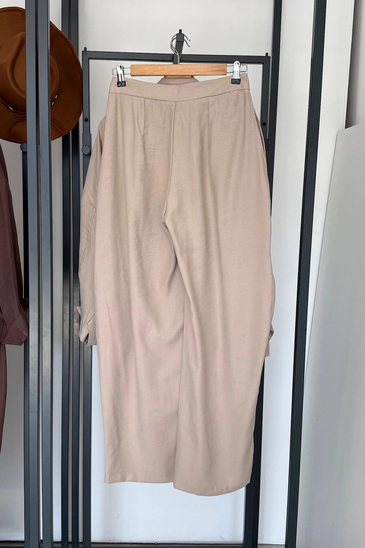 Beli Lastikli Tensel Kimono Takım Krem