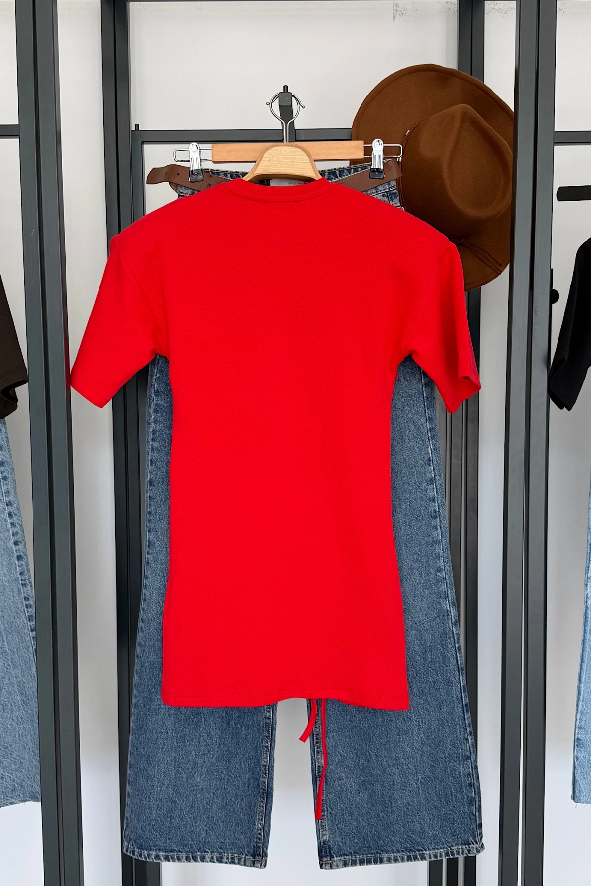 Yandan Büzgülü Bluz Kırmızı