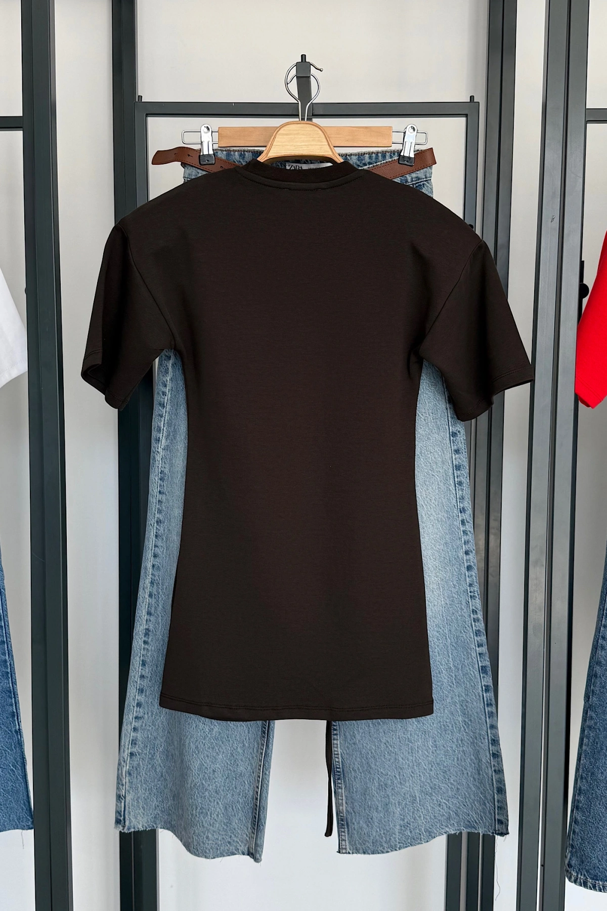 Yandan Büzgülü Bluz Kahverengi