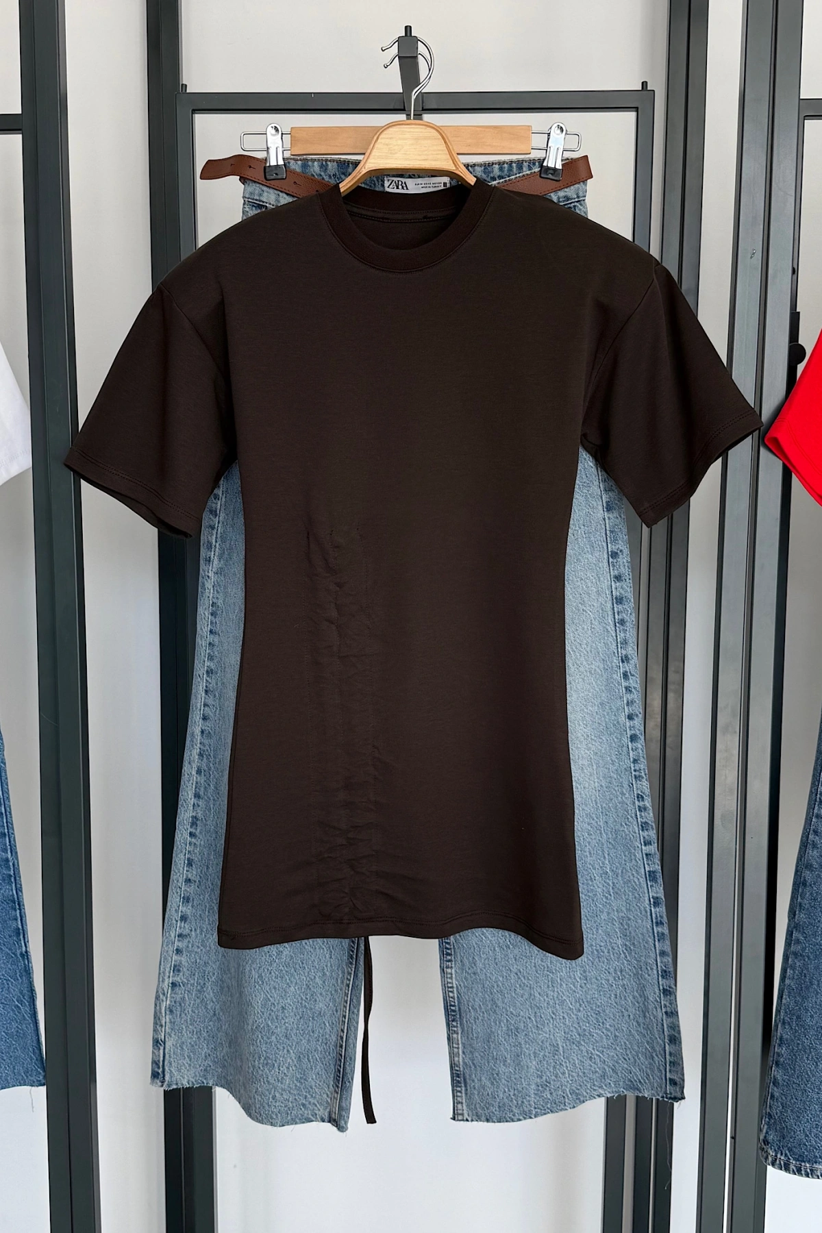 Yandan Büzgülü Bluz Kahverengi