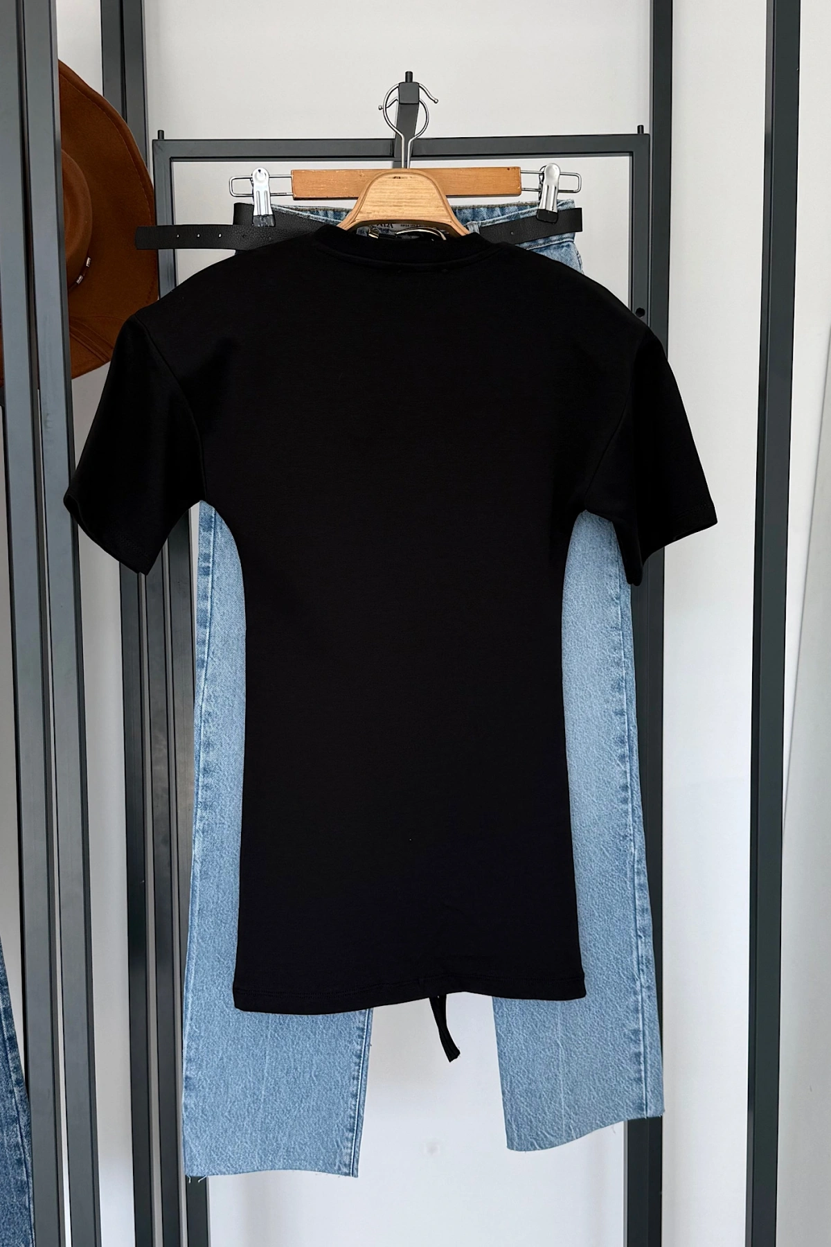 Yandan Büzgülü Bluz Siyah