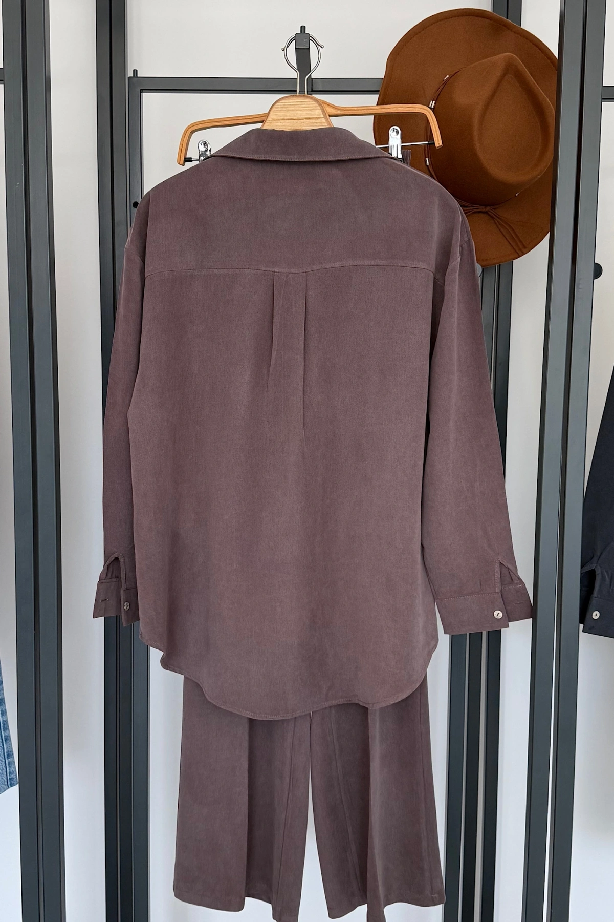 Modal Gömlek Pantolon Takım Açık Mürdüm