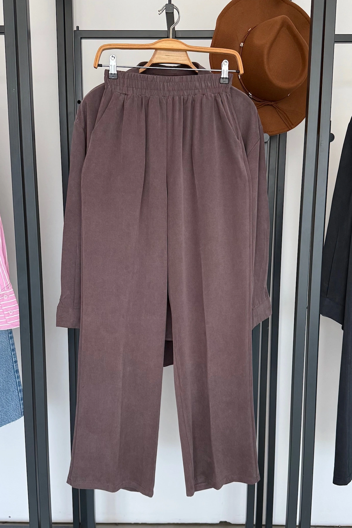 Modal Gömlek Pantolon Takım Açık Mürdüm