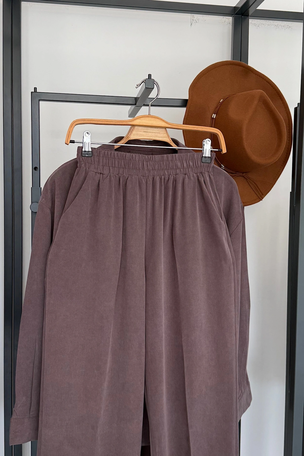 Modal Gömlek Pantolon Takım Açık Mürdüm