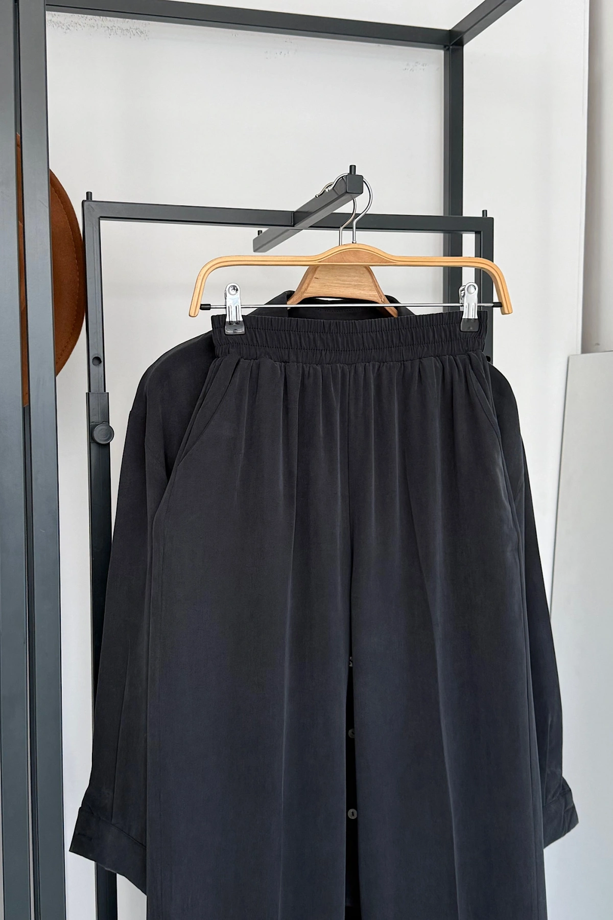 Modal Gömlek Pantolon Takım Antrasit