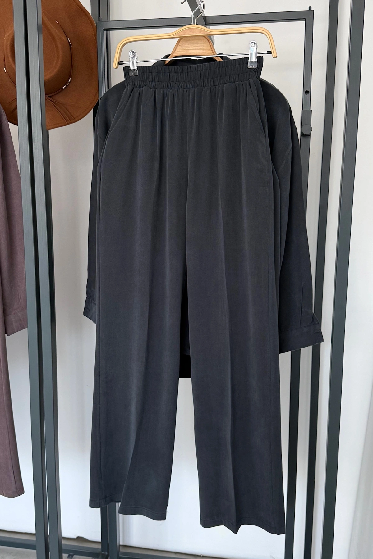 Modal Gömlek Pantolon Takım Antrasit