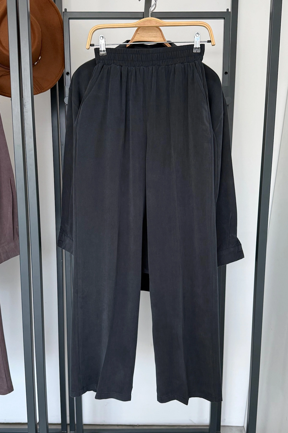 Modal Gömlek Pantolon Takım Antrasit