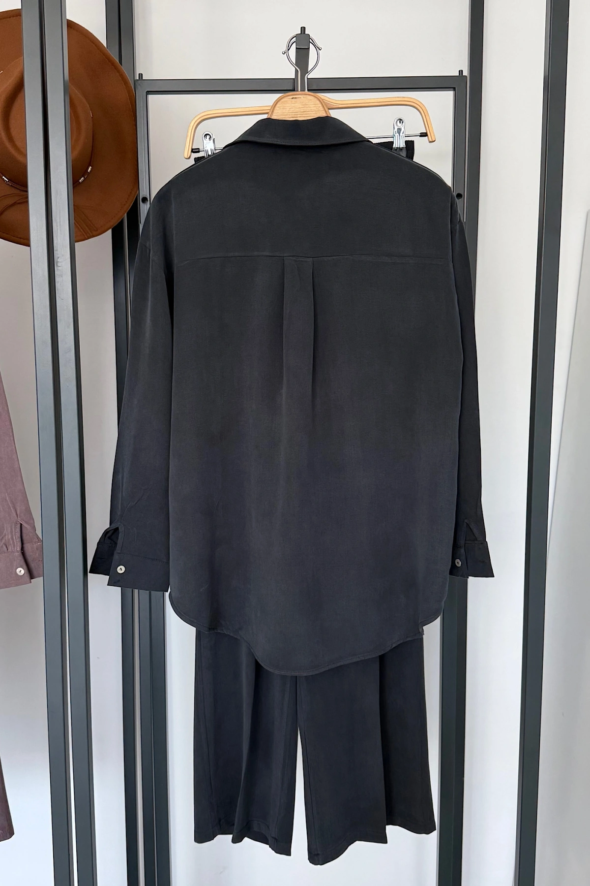 Modal Gömlek Pantolon Takım Antrasit