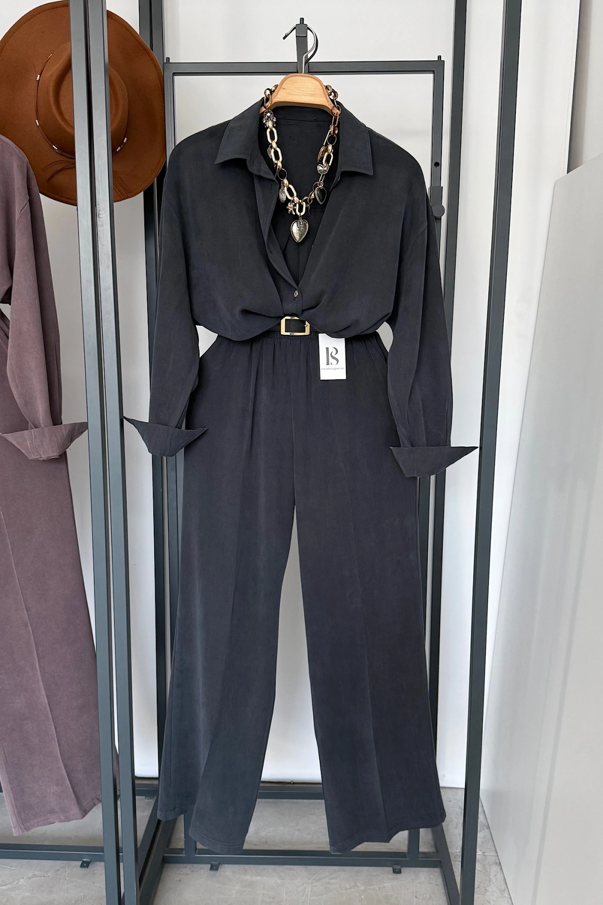 Modal Gömlek Pantolon Takım Antrasit