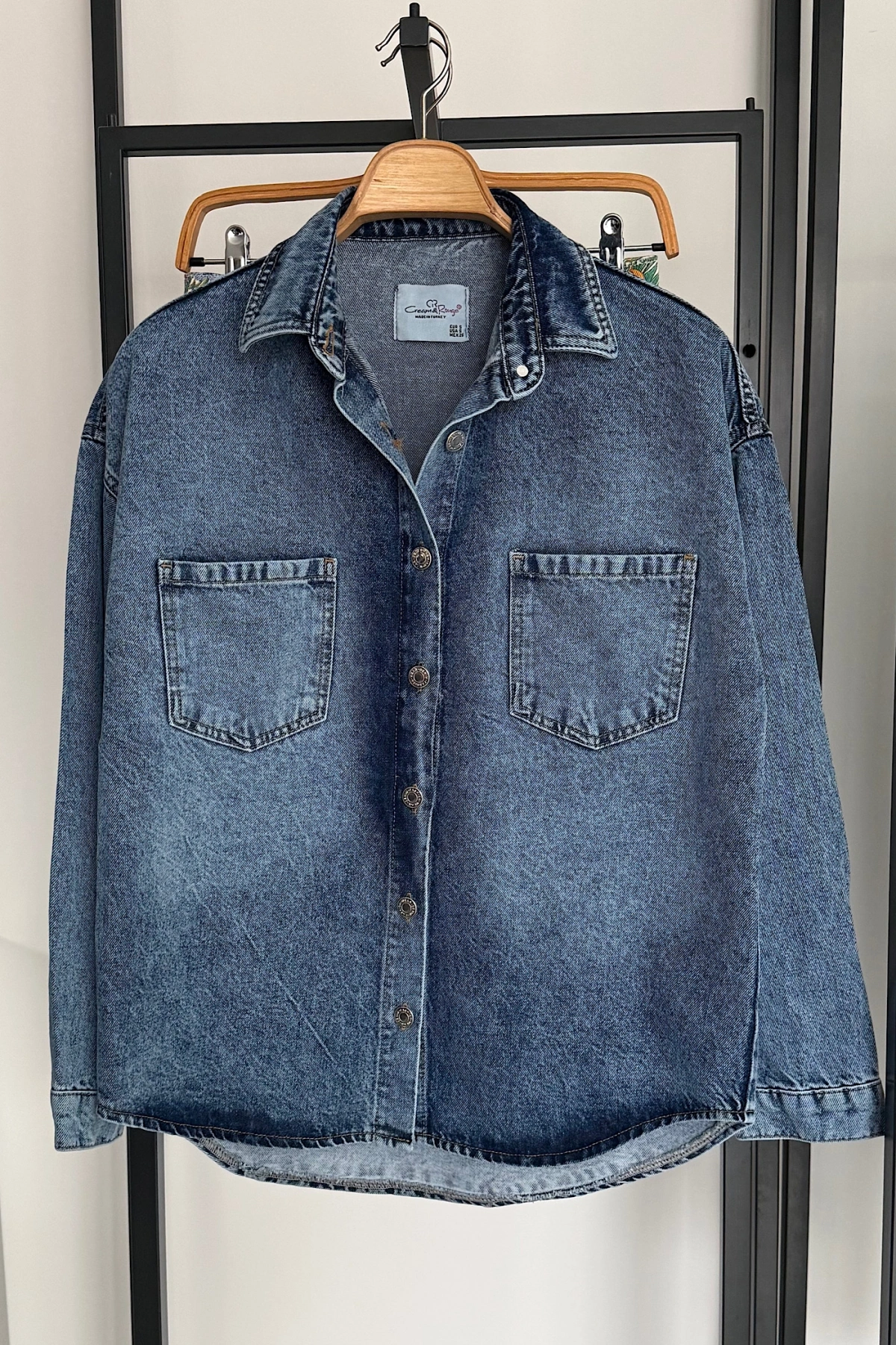 Taşsız Tensel Kot Gömlek Mavi