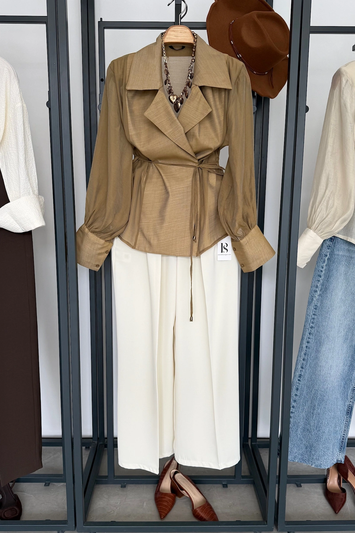 Transparan Vatkalı Gömlek Ceket Olive