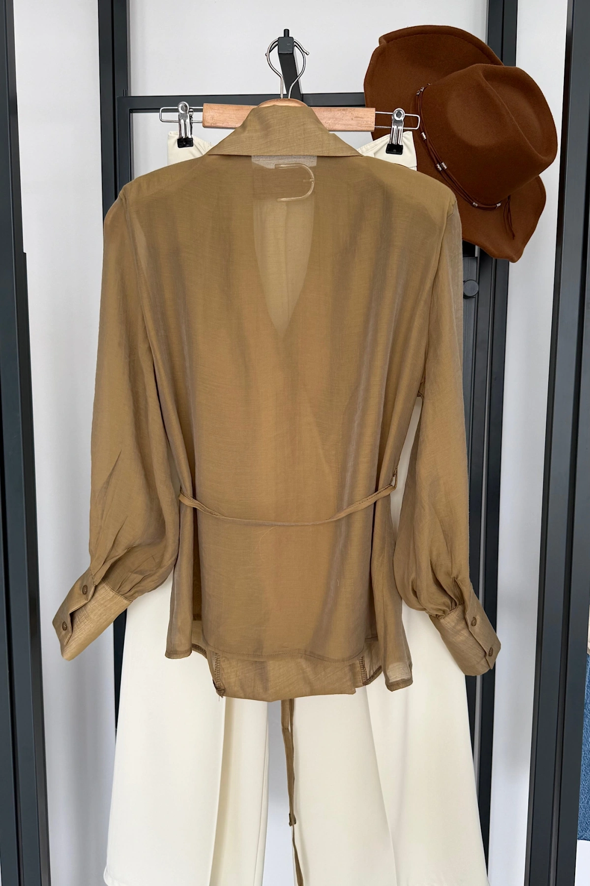 Transparan Vatkalı Gömlek Ceket Olive