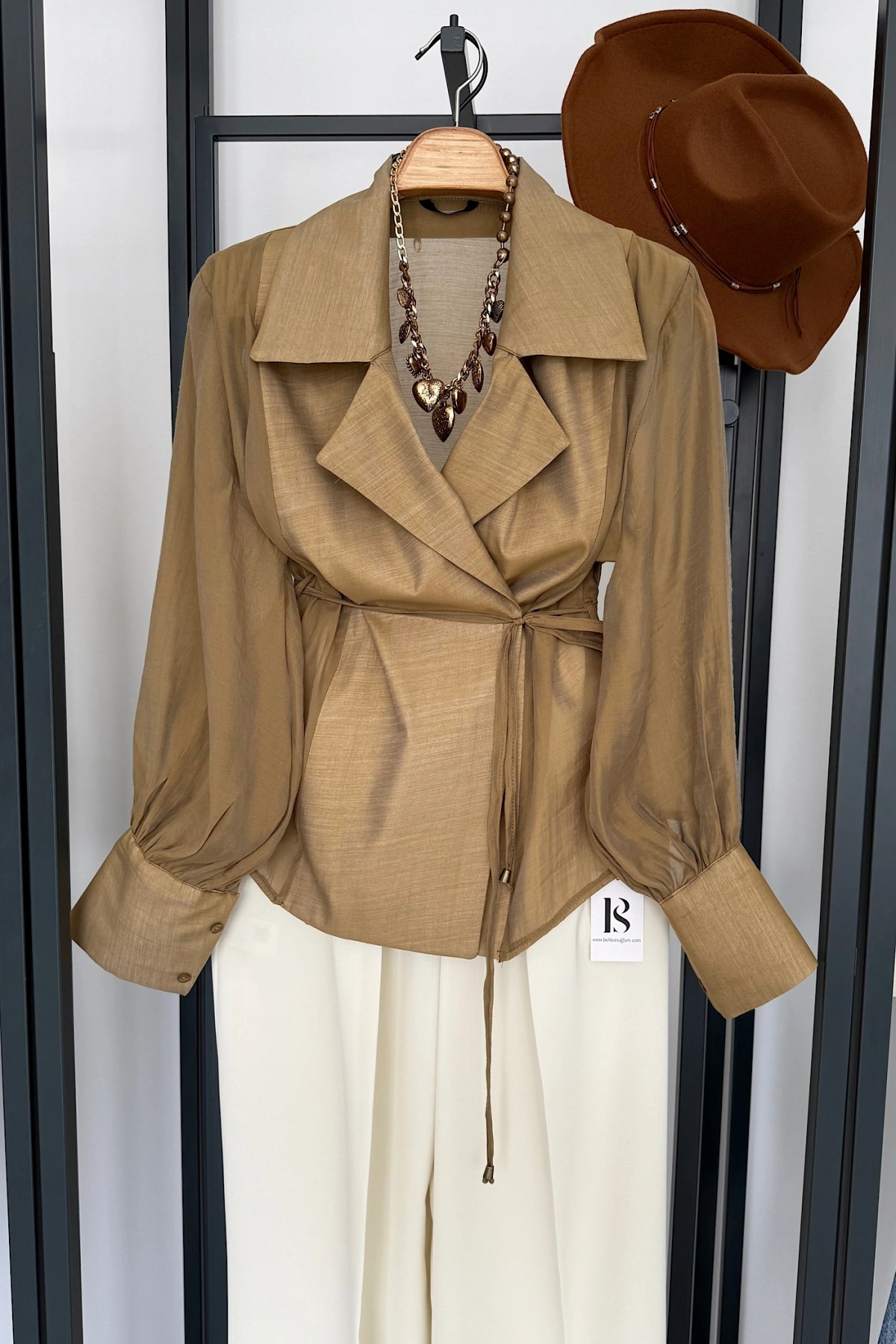 Transparan Vatkalı Gömlek Ceket Olive