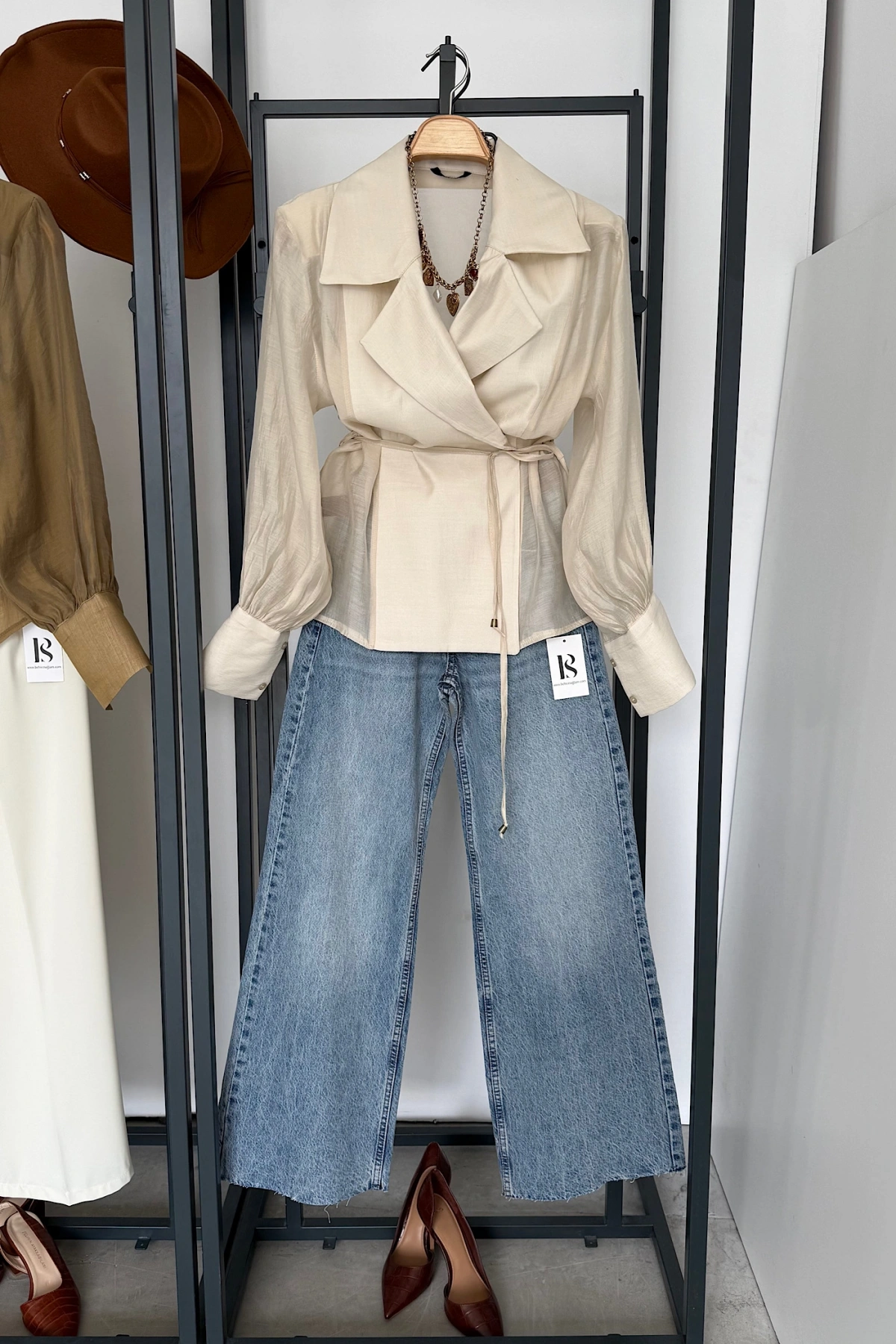 Transparan Vatkalı Gömlek Ceket Taş