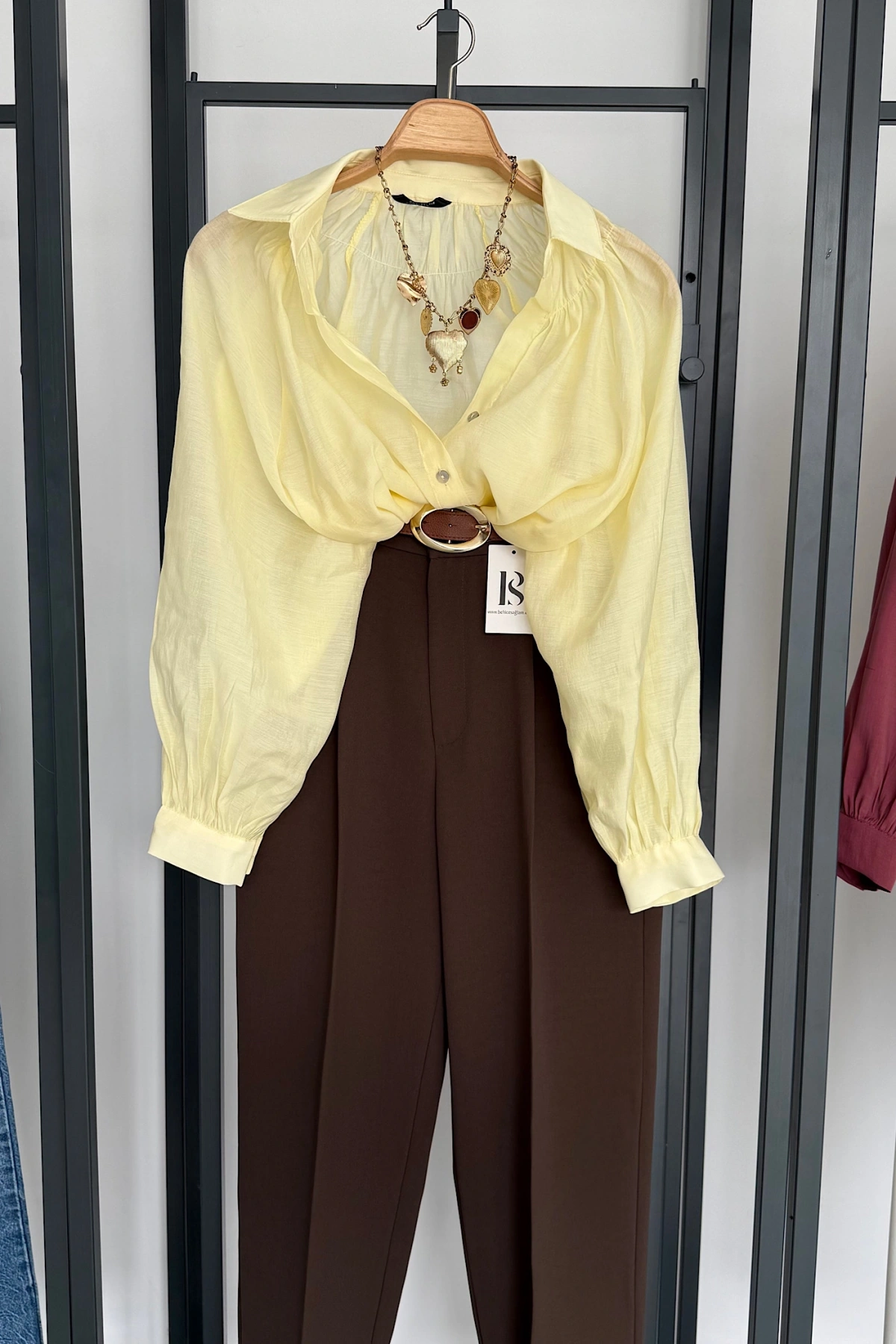 Balon Kol Dökümlü Gömlek Sarı