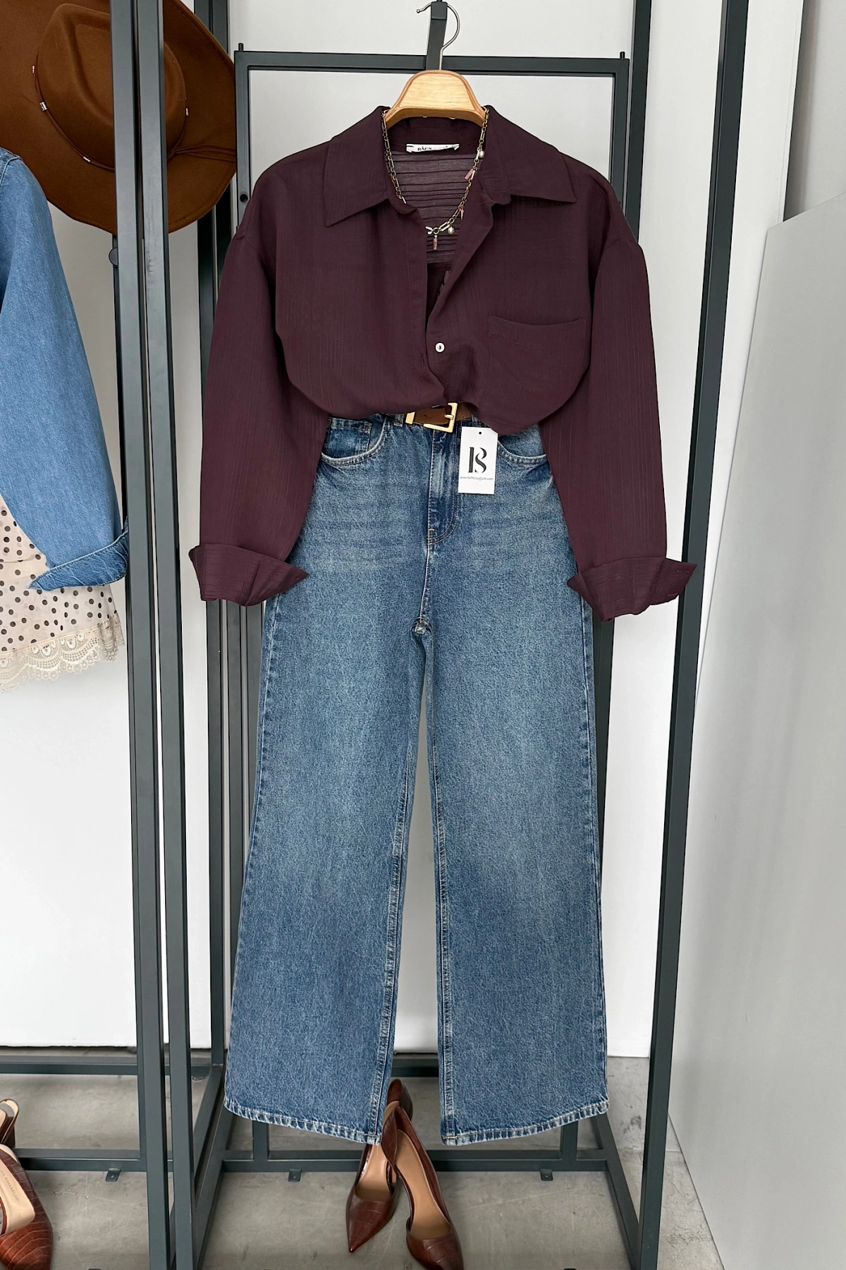 Tek Cep Gömlek Mürdüm