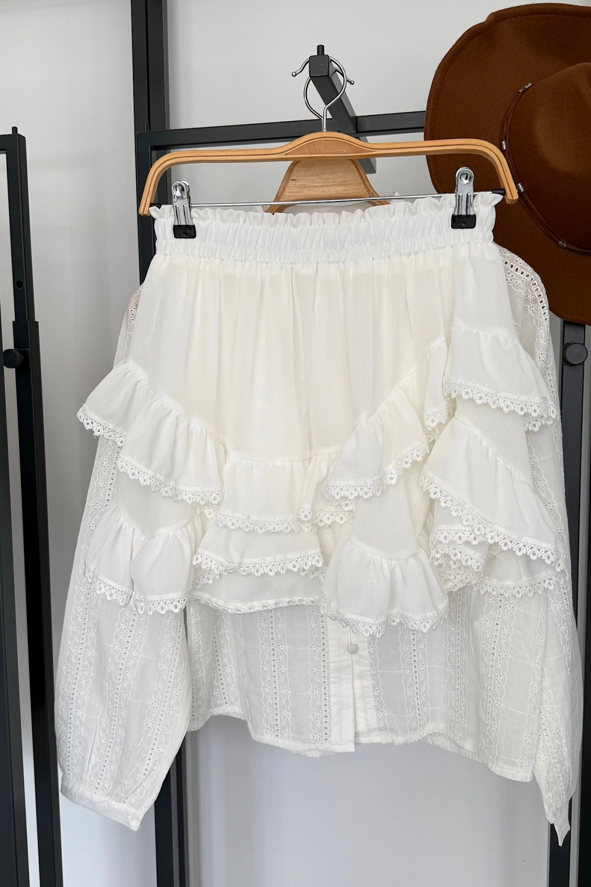 Dantelli Mini Şort Etek Beyaz