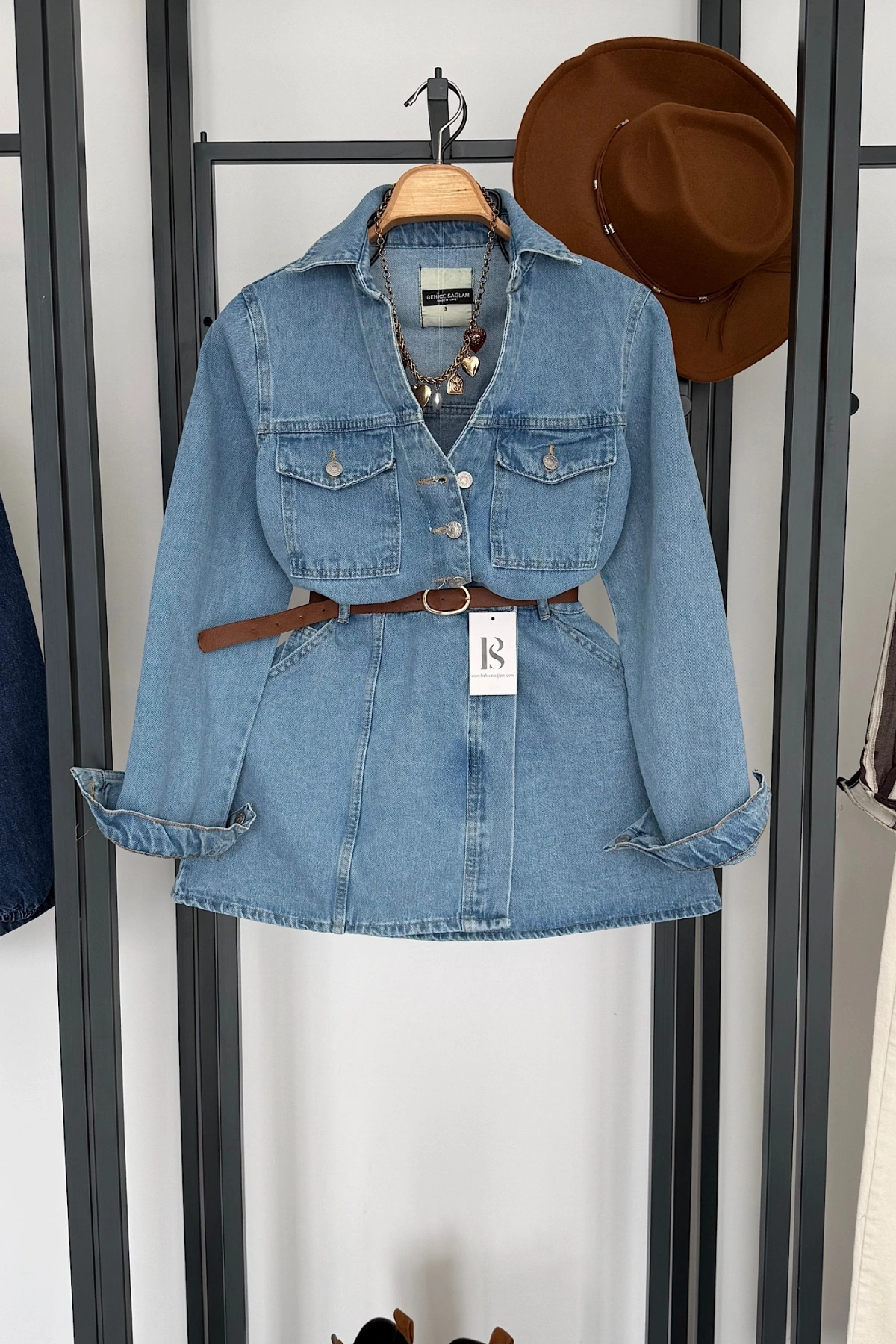 Kısa Kot Elbise Mavi