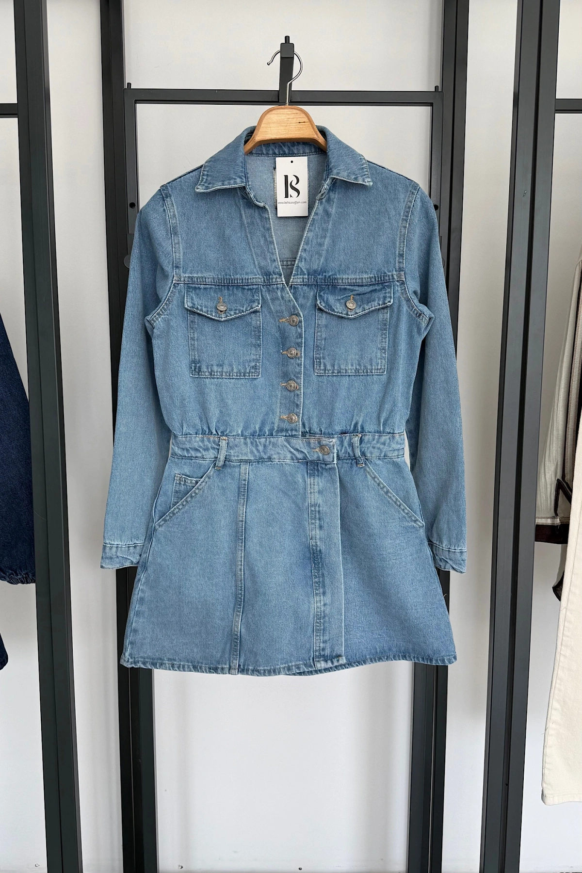 Kısa Kot Elbise Mavi