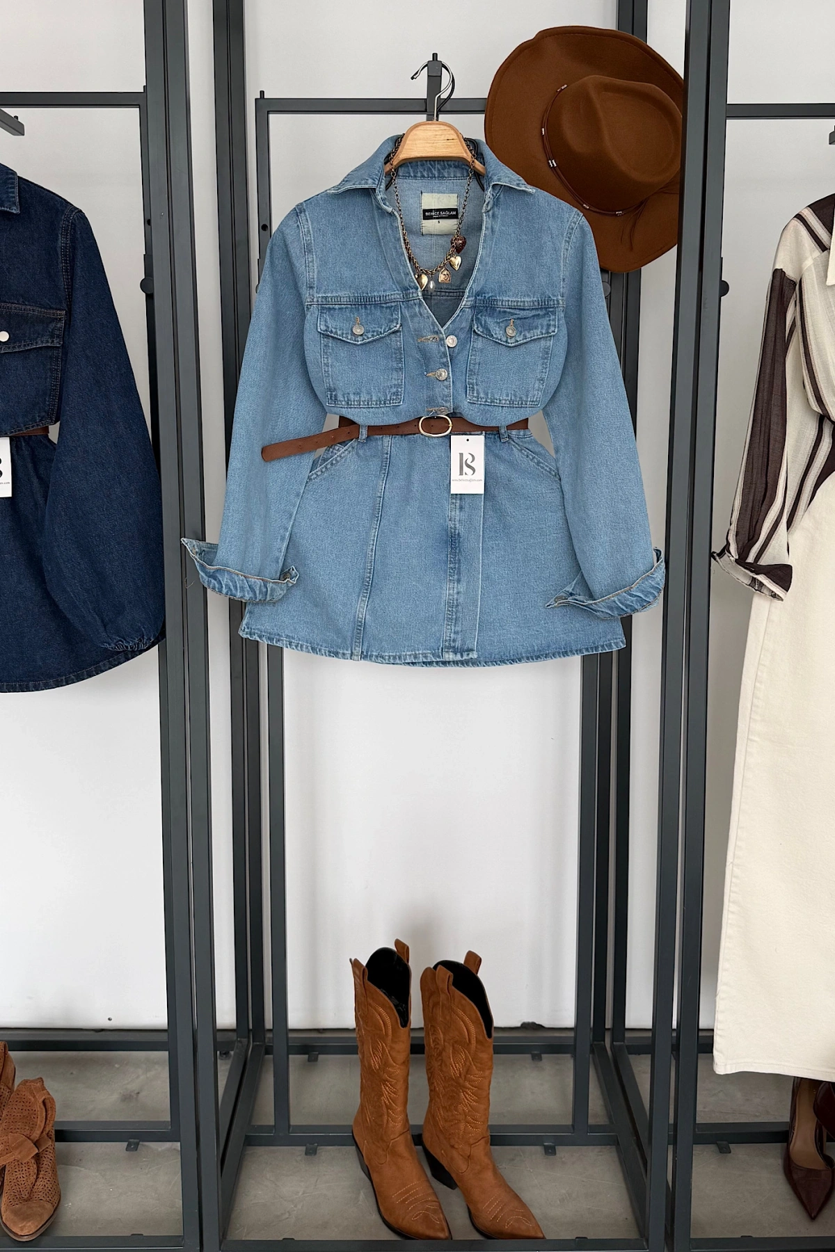 Kısa Kot Elbise Mavi