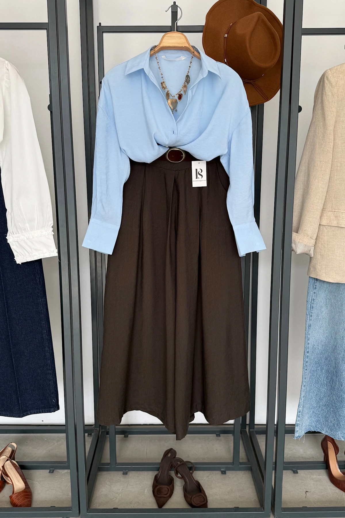 Modal V Yaka Gömlek Bebe Mavi