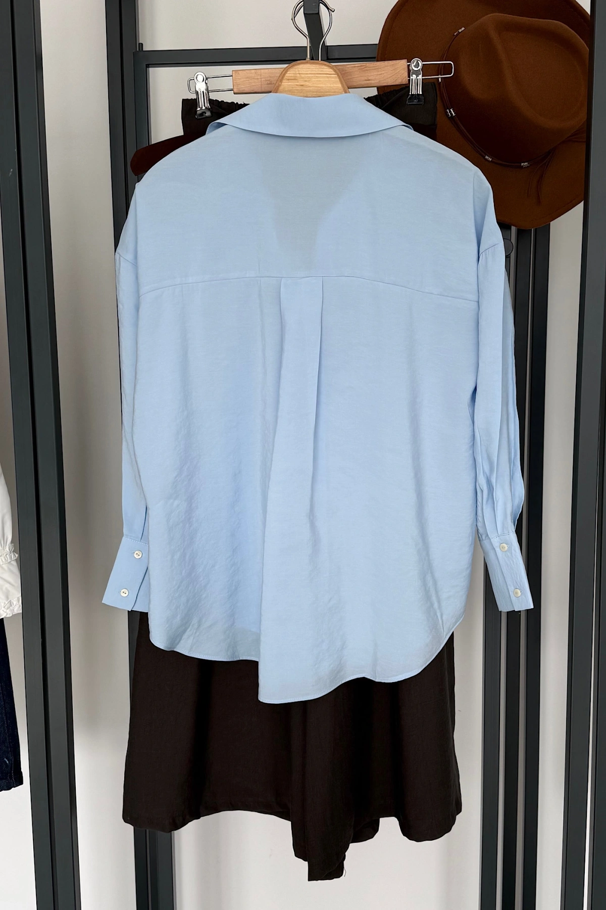 Modal V Yaka Gömlek Bebe Mavi