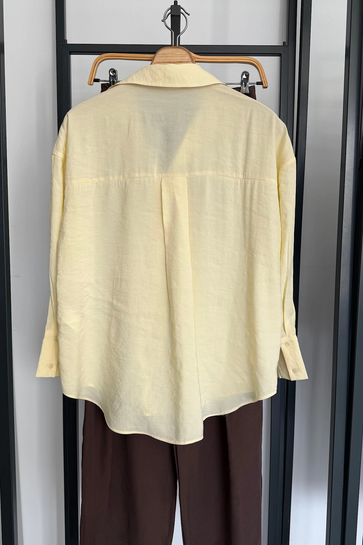 Modal V Yaka Gömlek Sarı