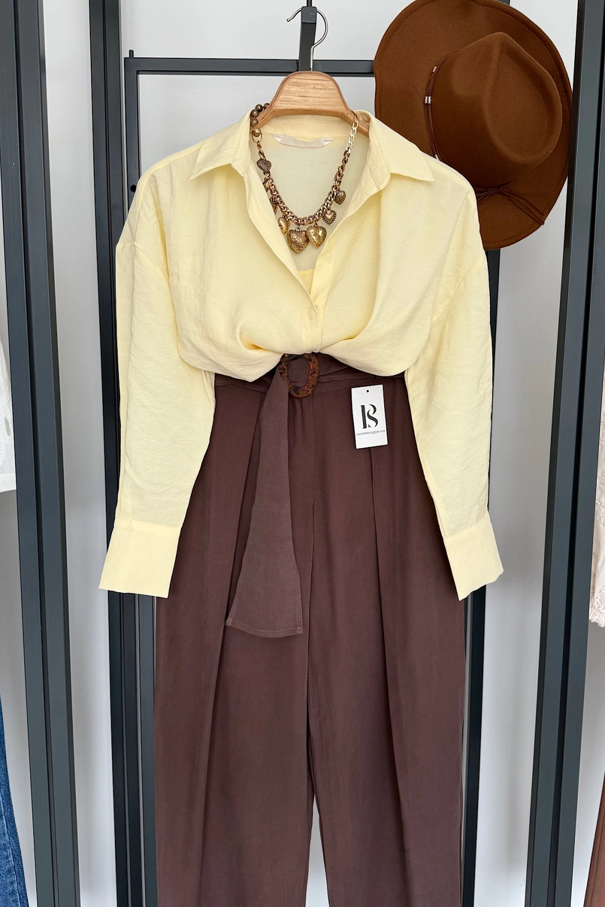 Modal V Yaka Gömlek Sarı