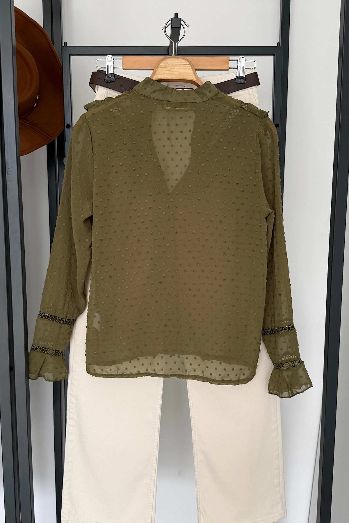 Güpürlü Hakim Yaka Gömlek Yeşil