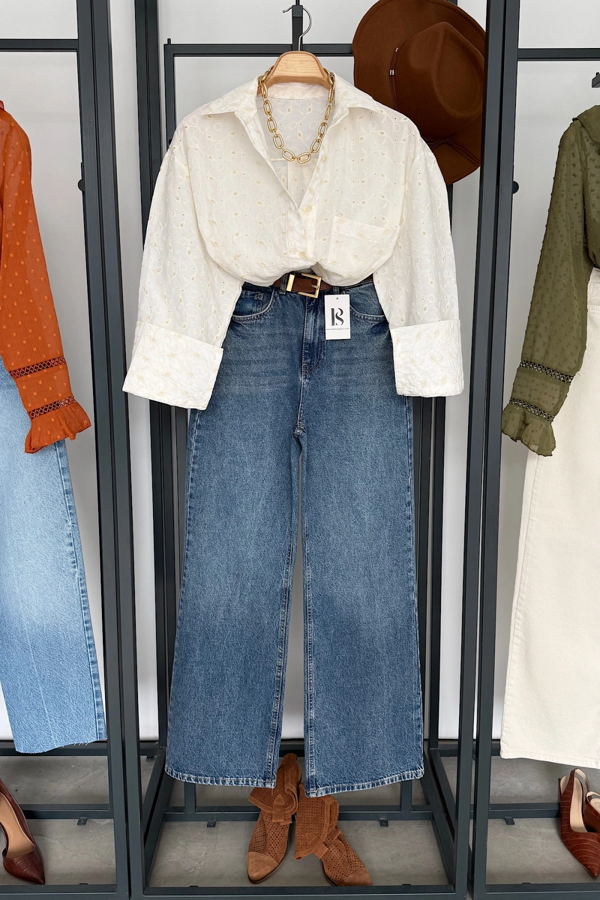 Tek Cep Desenli Gömlek Ekru