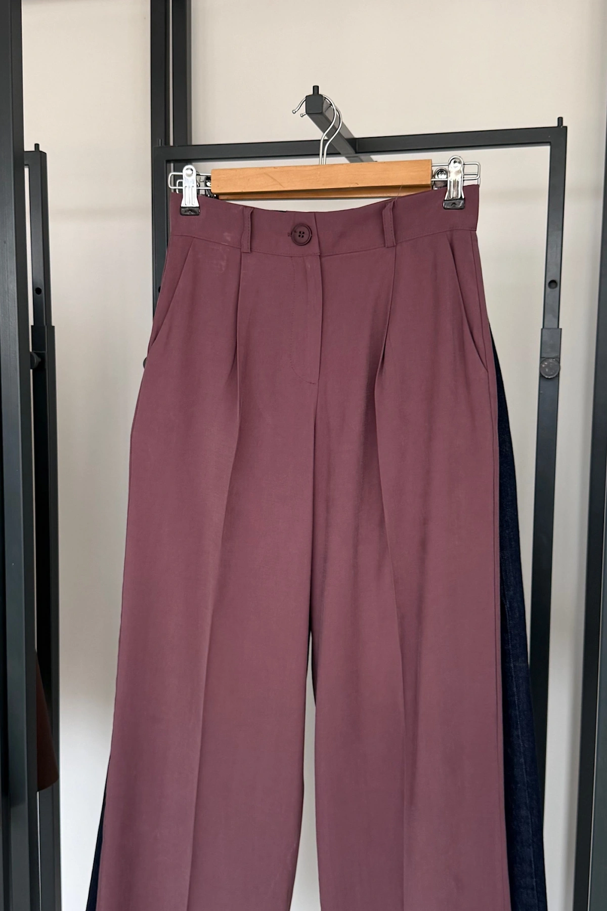 Tek Pile Palazzo Pantolon Mürdüm