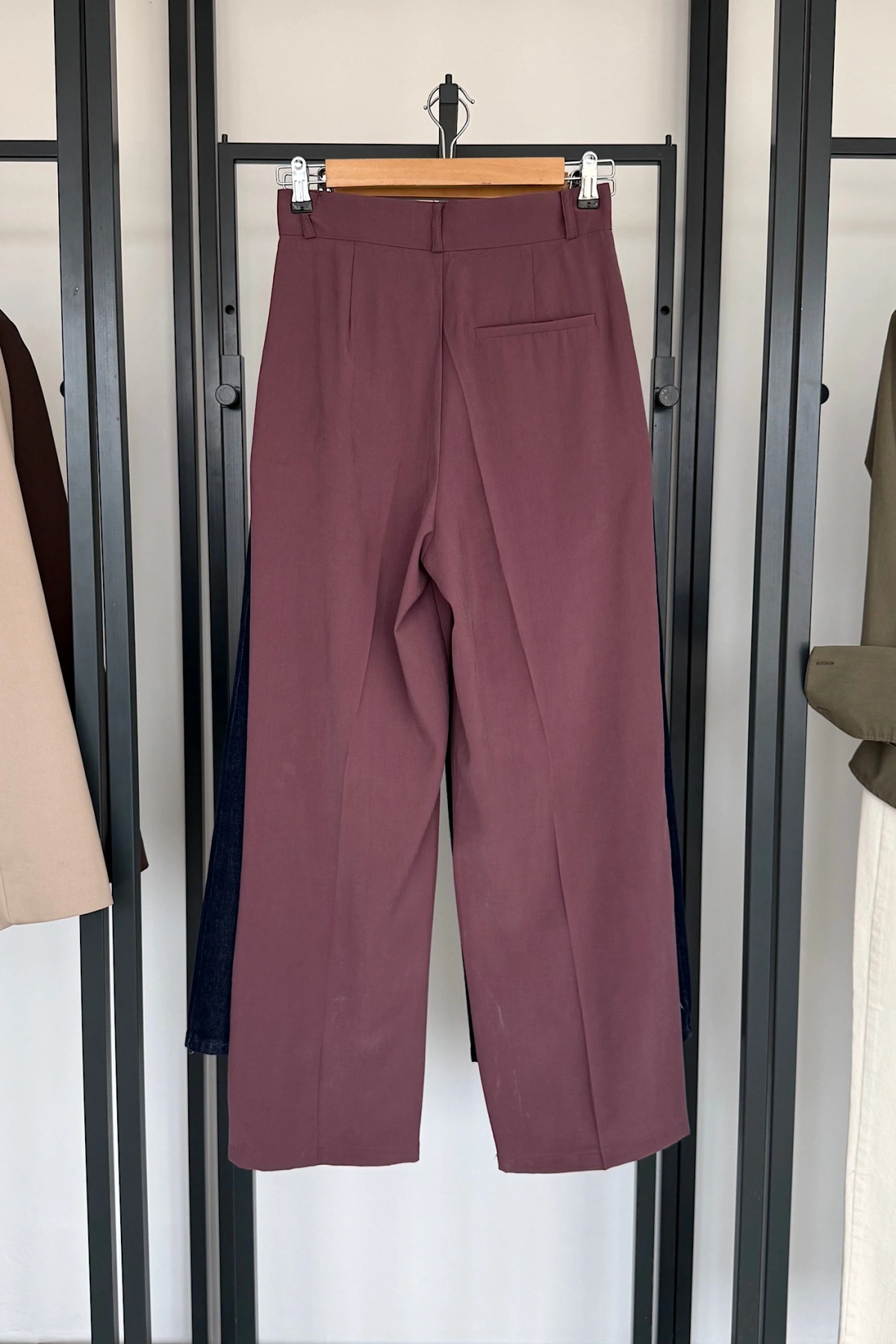 Tek Pile Palazzo Pantolon Mürdüm