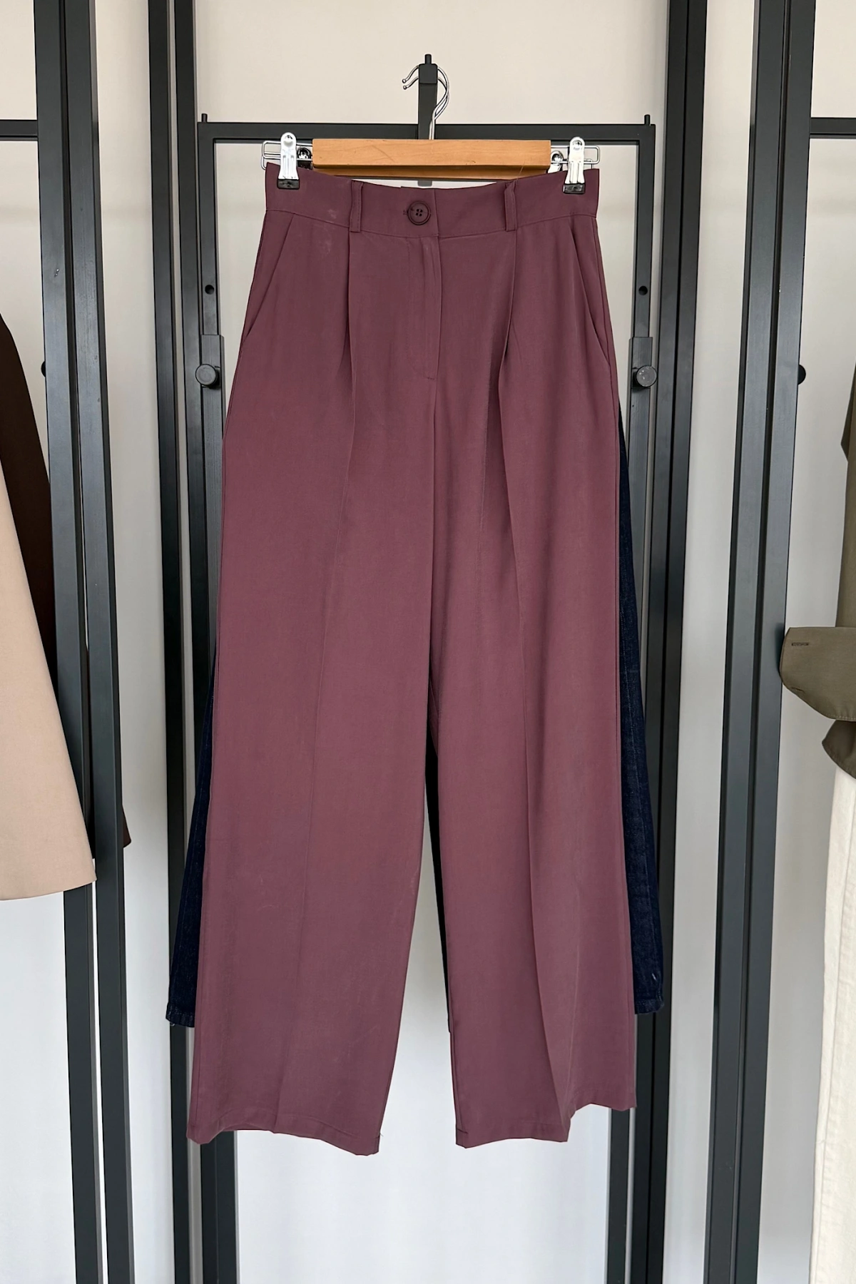 Tek Pile Palazzo Pantolon Mürdüm