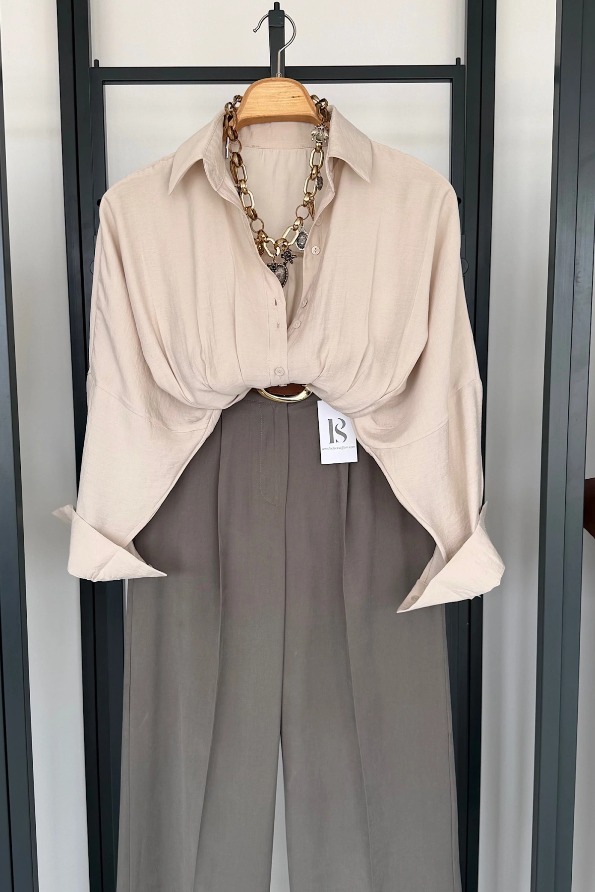 Pileli Modal Gömlek Taş