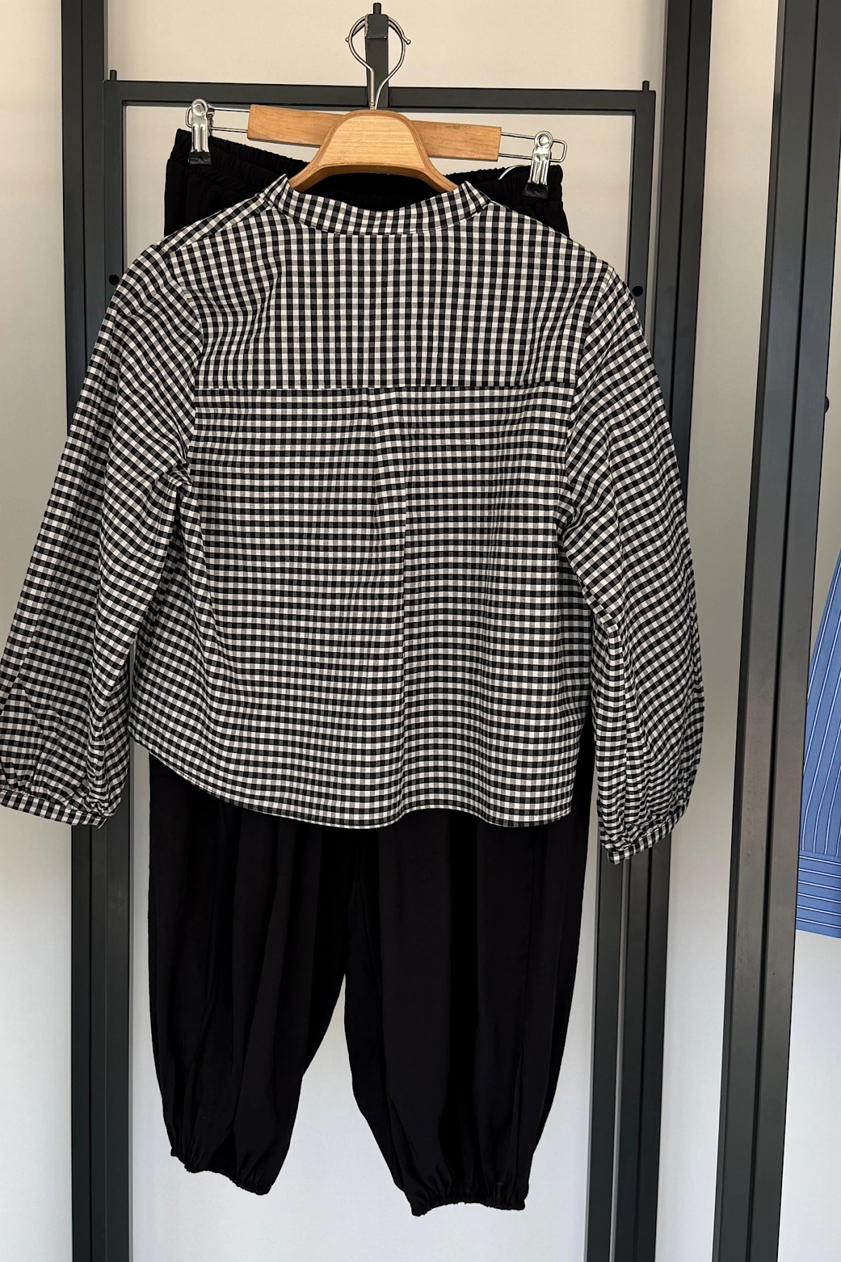 Beli Kuşaklı Pamuk Bluz Siyah