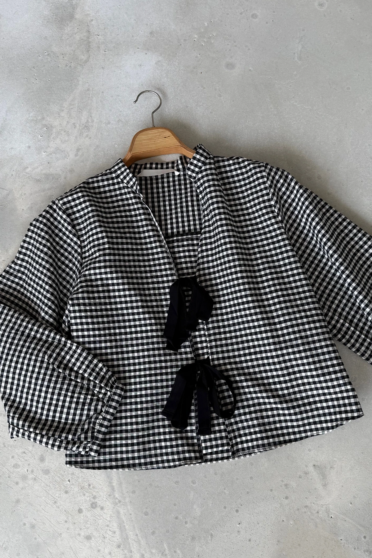 Beli Kuşaklı Pamuk Bluz Siyah