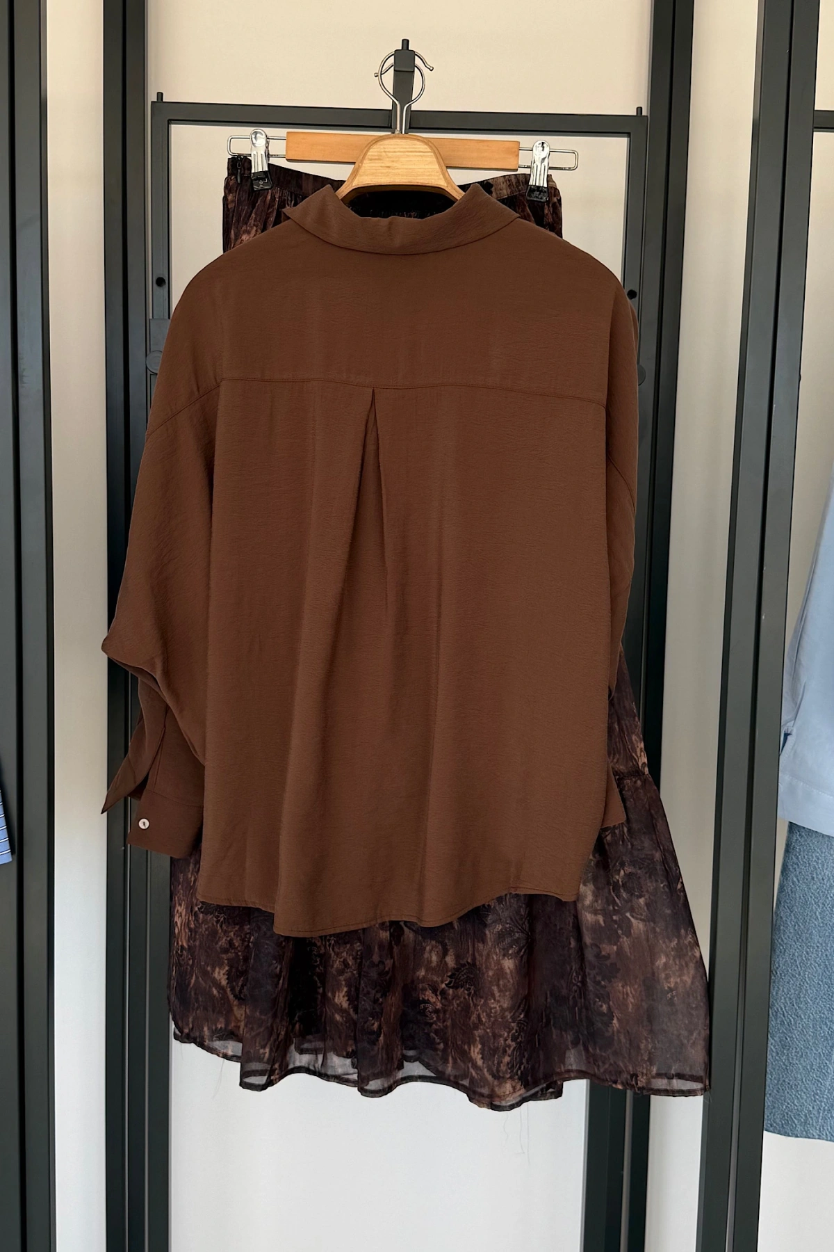 Pileli Modal Gömlek Kahverengi