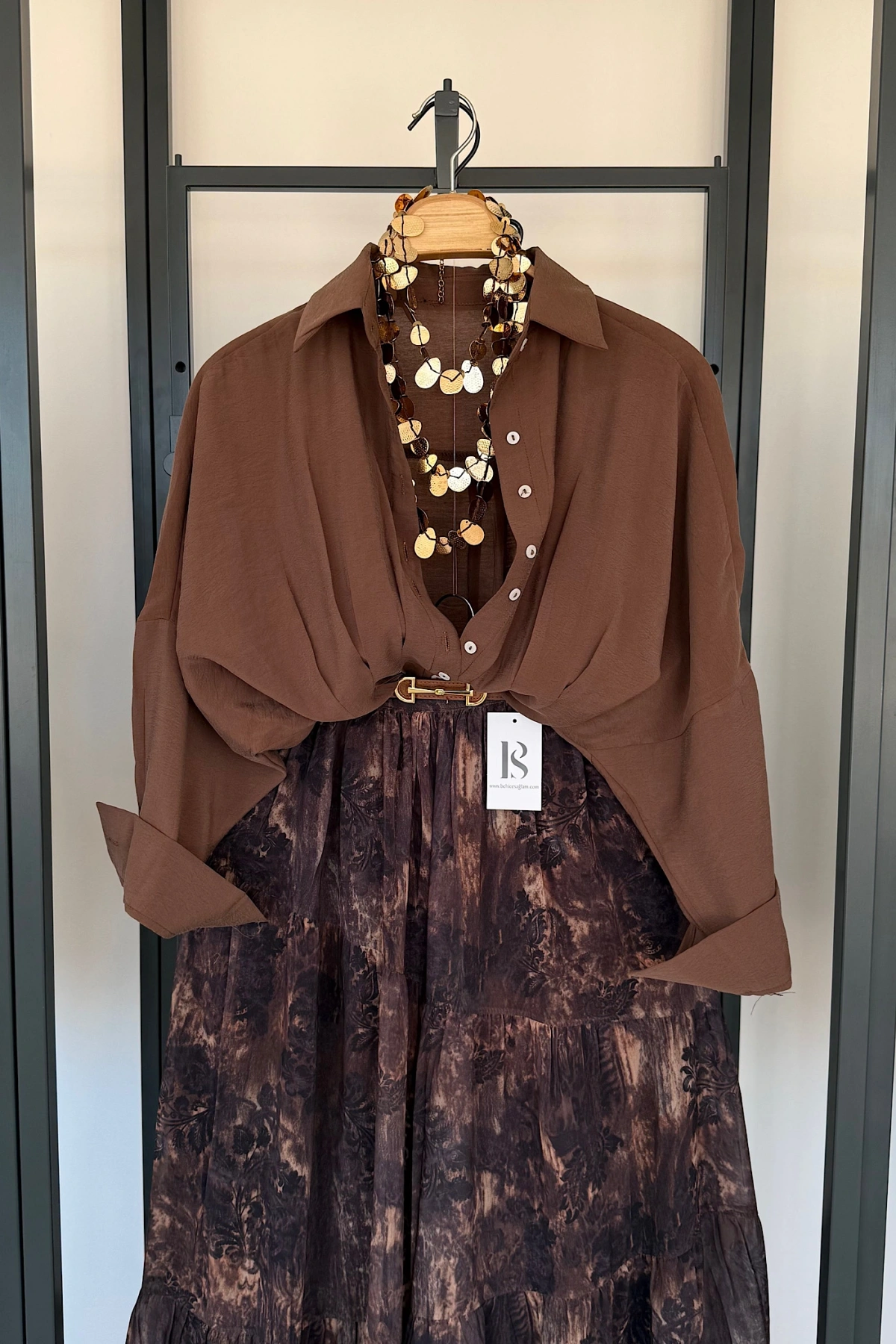 Pileli Modal Gömlek Kahverengi