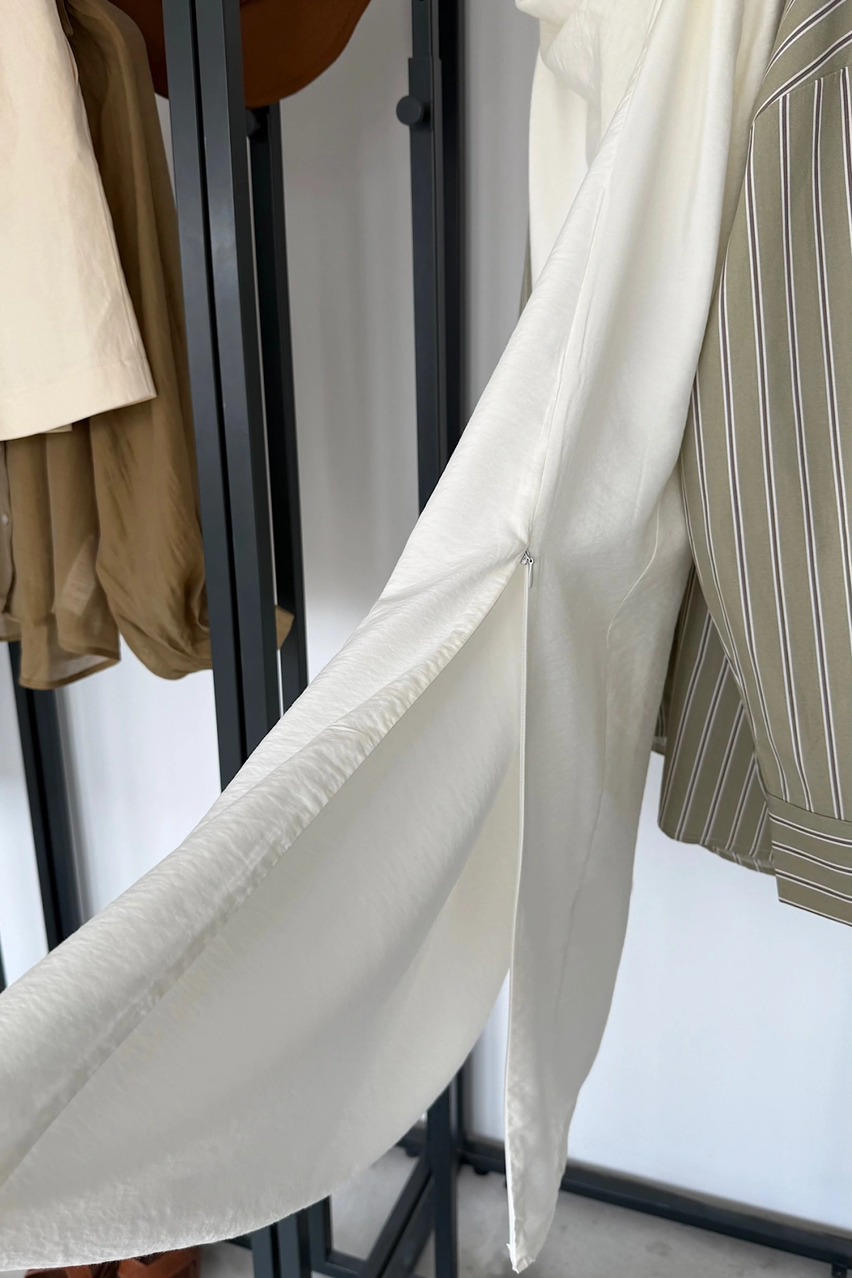 Luna Drape Detaylı Etek Beyaz