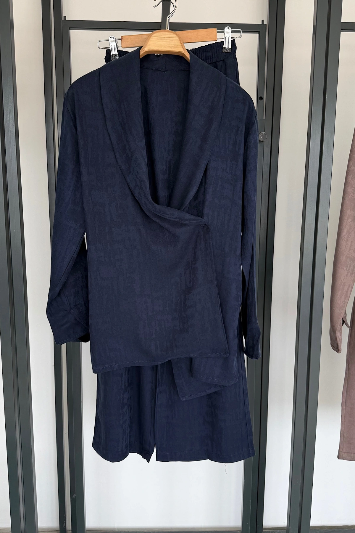 Jakarlı Kimono Takım Lacivert
