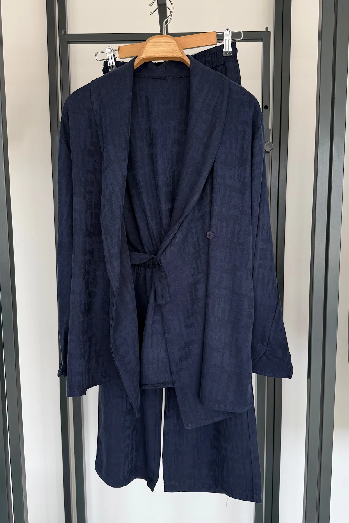 Jakarlı Kimono Takım Lacivert