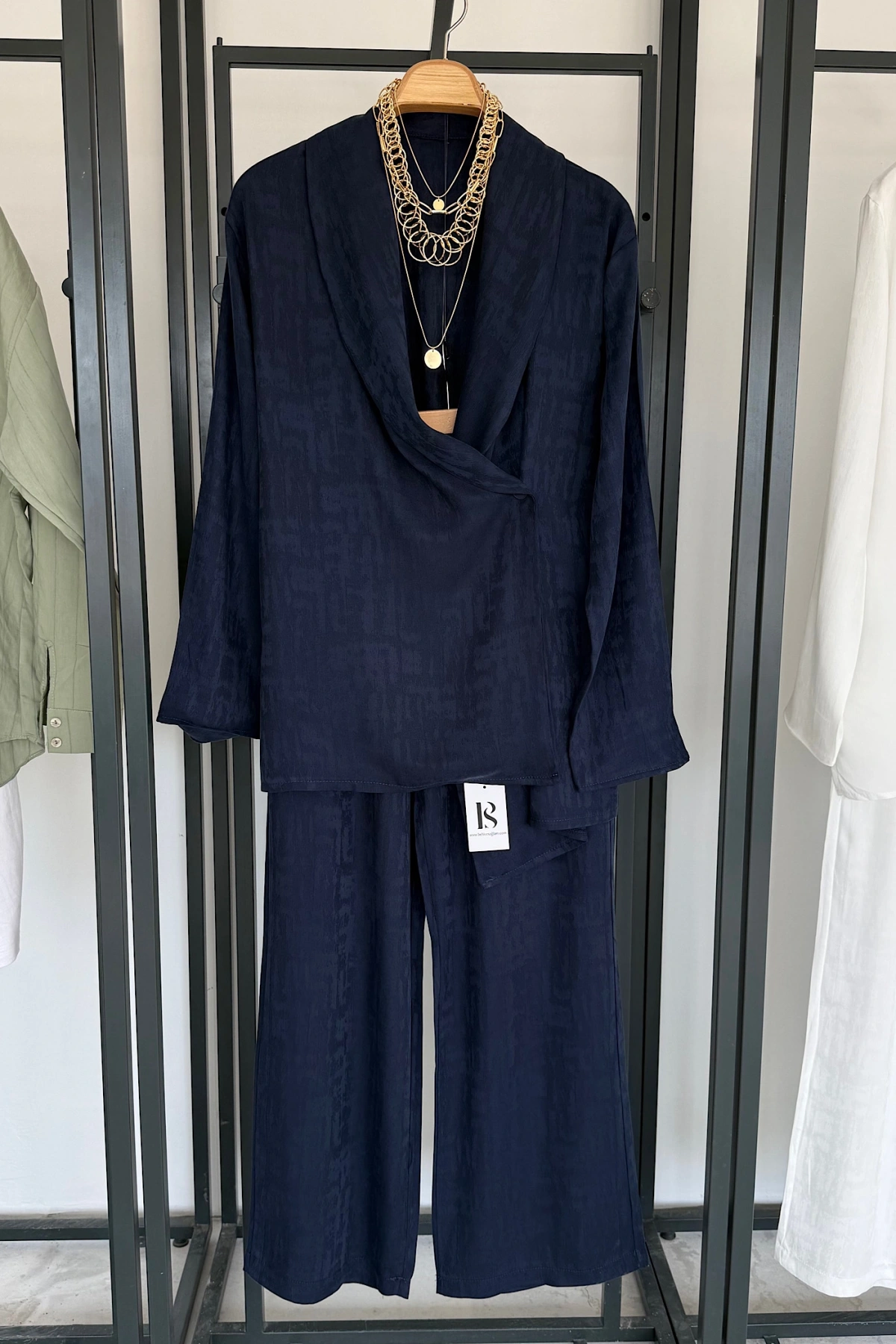 Jakarlı Kimono Takım Lacivert