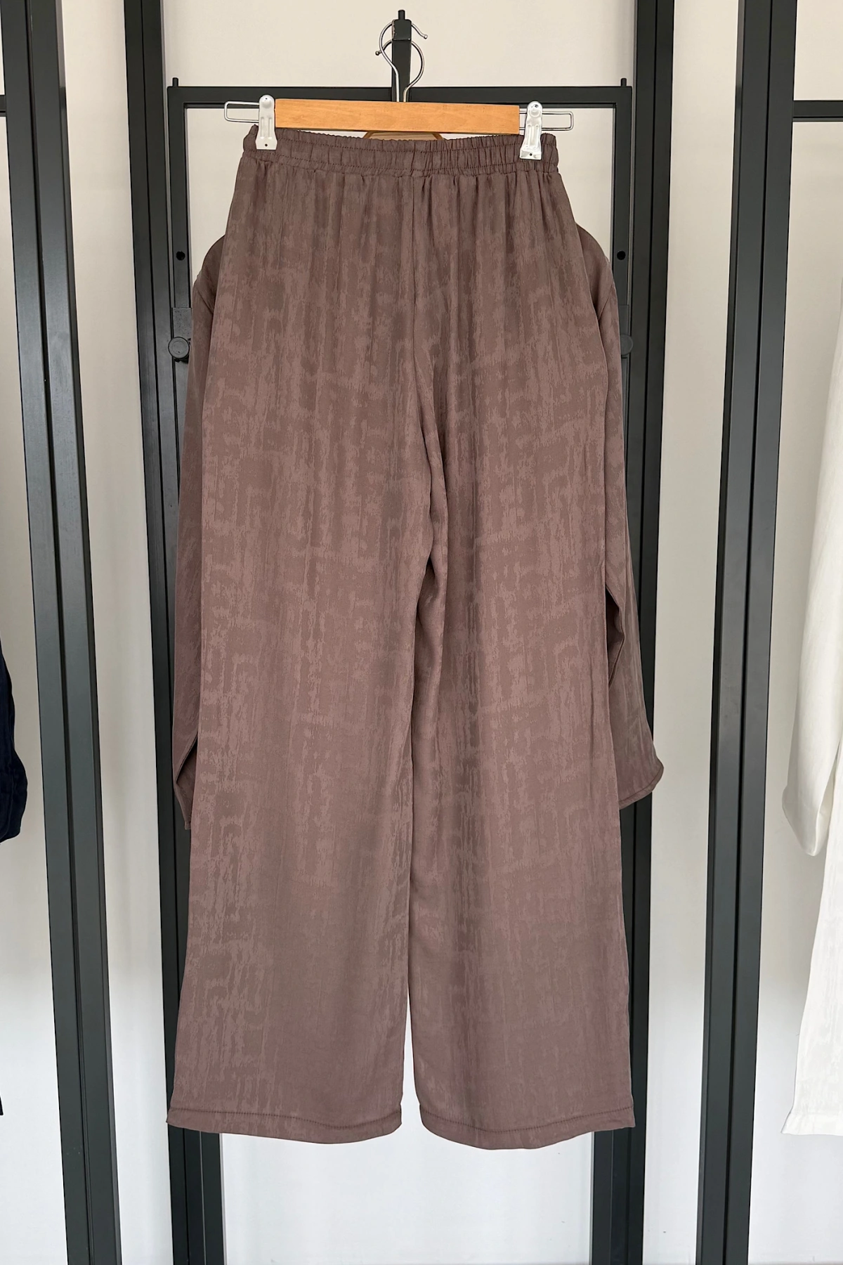 Jakarlı Kimono Takım Kahverengi