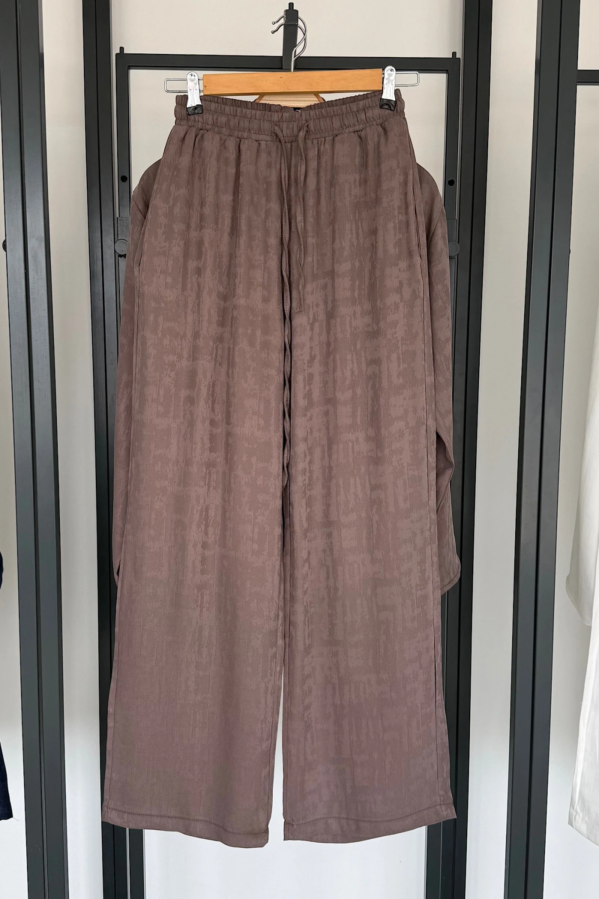 Jakarlı Kimono Takım Kahverengi