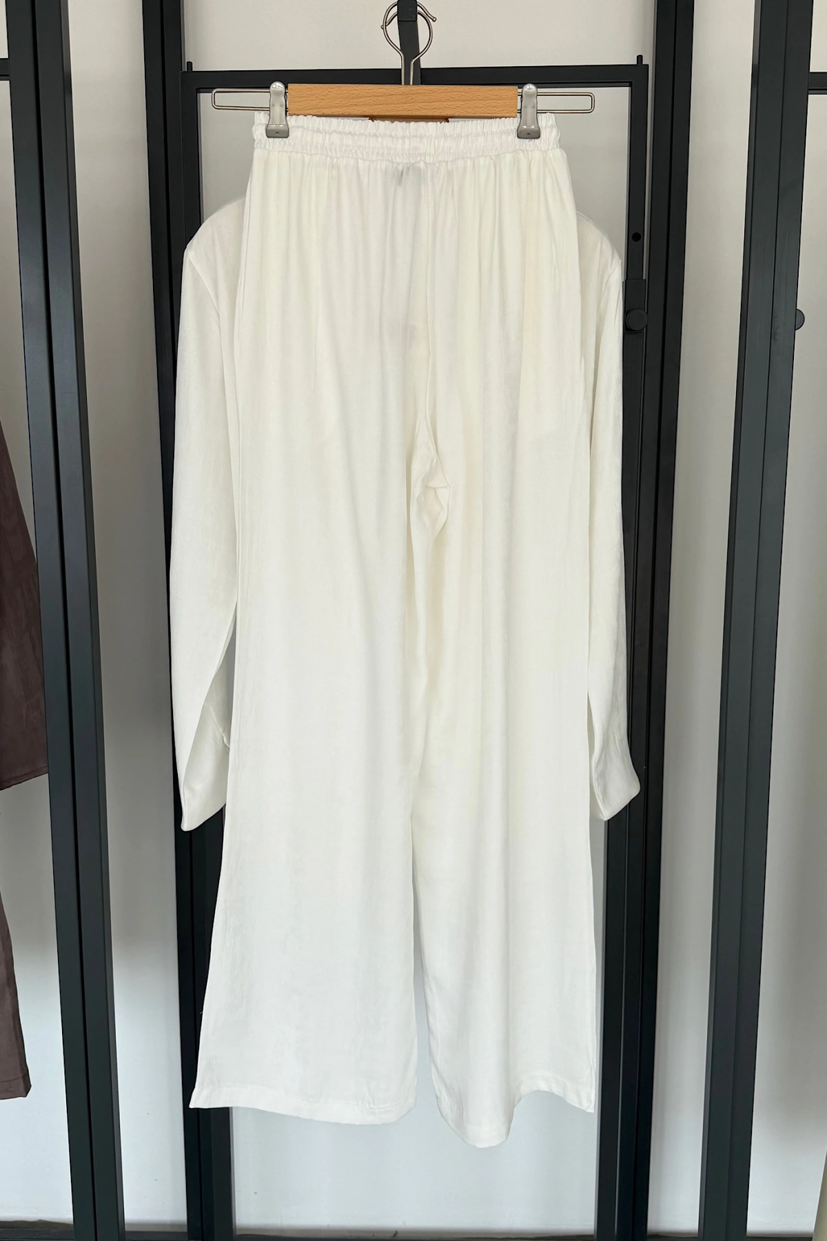 Jakarlı Kimono Takım Ekru