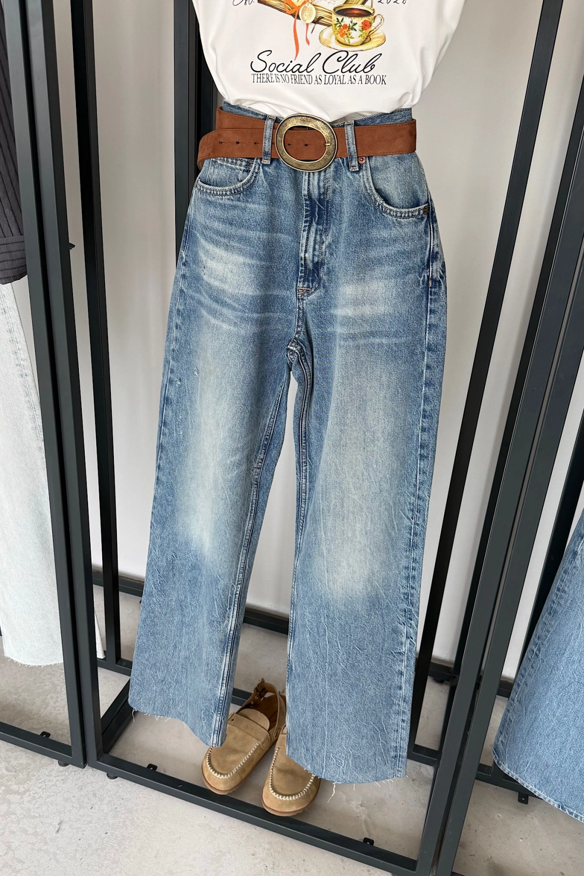 Full Length Wide Leg Jean Mavi Yıkamalı