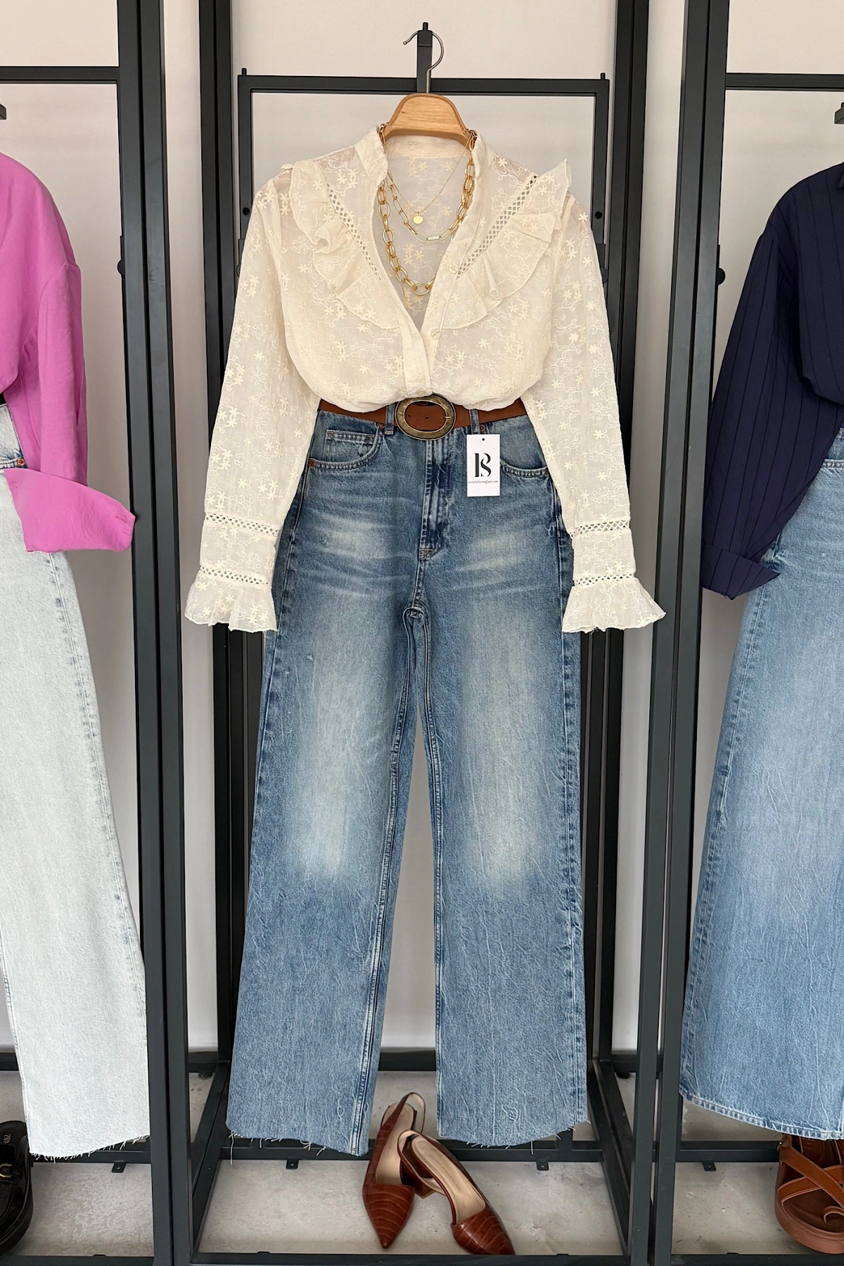 Full Length Wide Leg Jean Mavi Yıkamalı